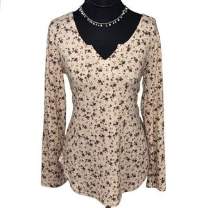 Maurice’s Medium Cream and Pink Soft Floral Cottagecore Blouse